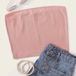 SHEIN Pink Ribbed Tube Top